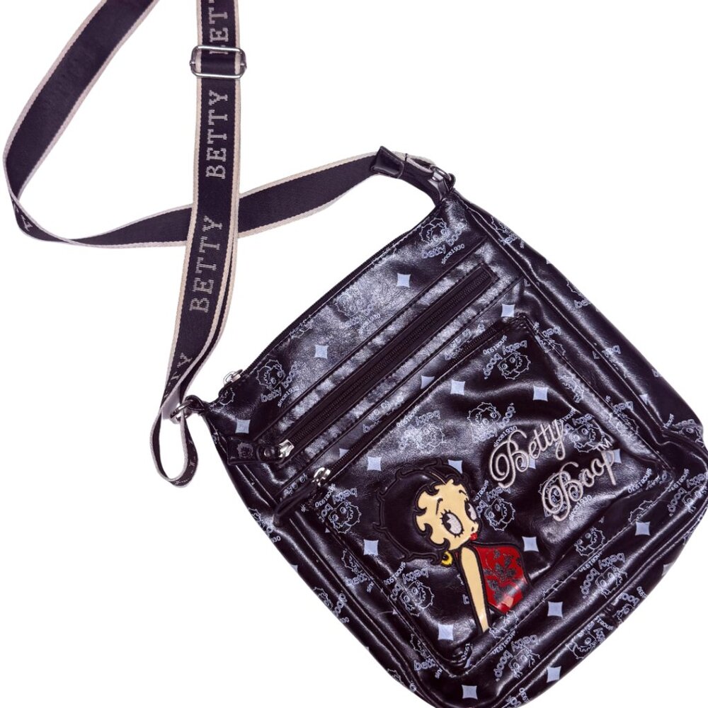 Betty Boop Vegan Leather Crossbody / Shoulder Bag – All‑Over Monogram Print
